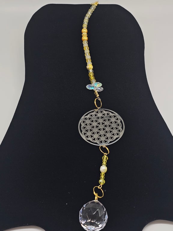 Sunlit Gold Charm Beaded Suncatcher
