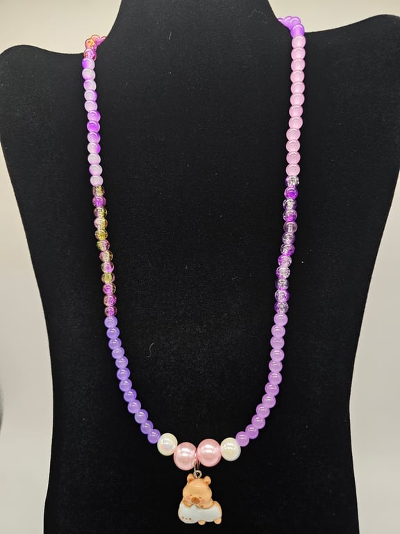 Pastel Bear and Cat Necklace