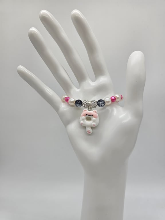 Pink Cat Beaded Bracelet