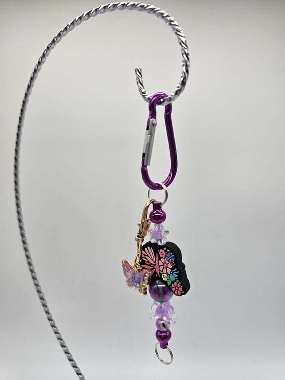 Purple Butterfly Garden Keychain