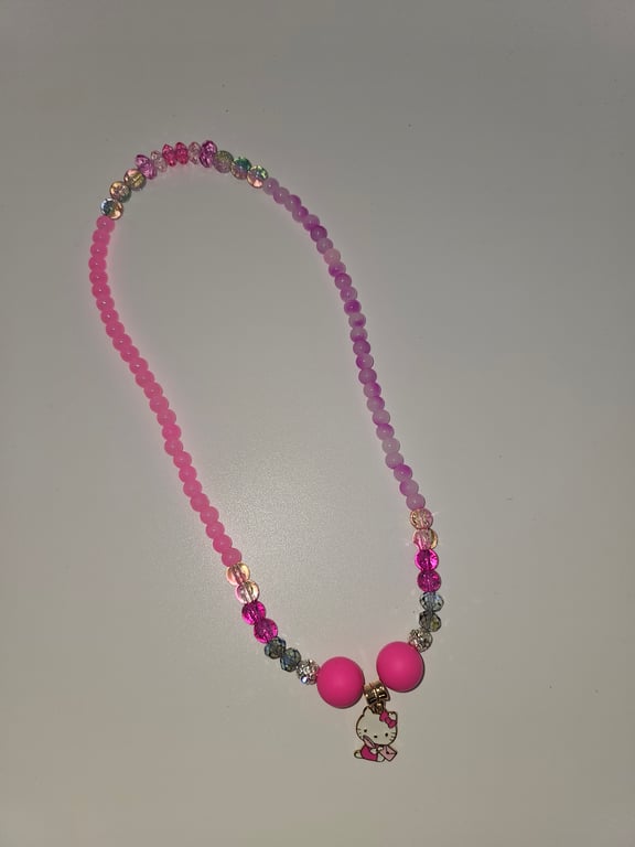 Pastel Pink Beaded Necklace with Hello Kitty Charm — photo 2