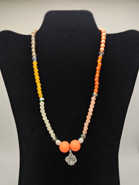 Coral and Pastel Beaded Necklace