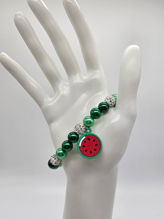 Green Watermelon Slice Charm Bracelet
