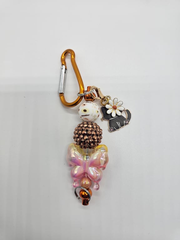 Black Cat Beaded Keychain — photo 2