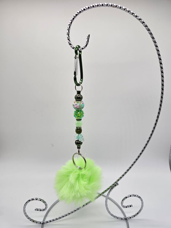 Lime Green Pom-Pom Keychain