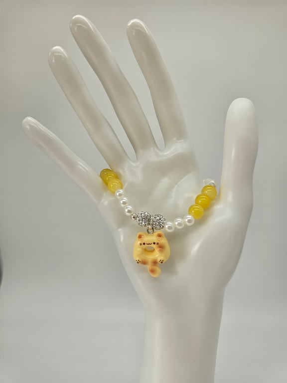 Sunshine Yellow and White Pearl Bracelet