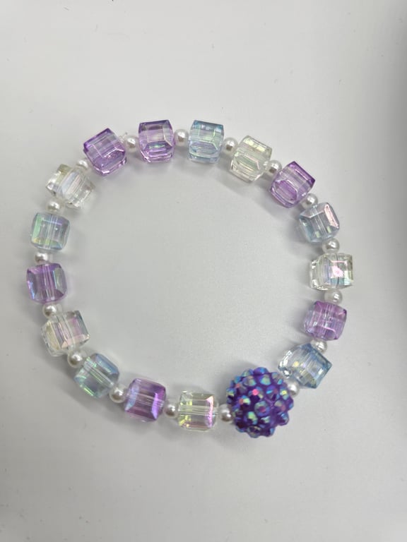 Purple and Clear Crystal Stretch Bracelet — photo 2