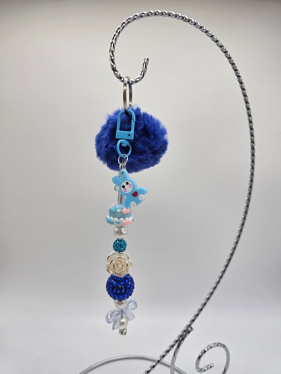 Sky Blue Pom-Pom Keychain