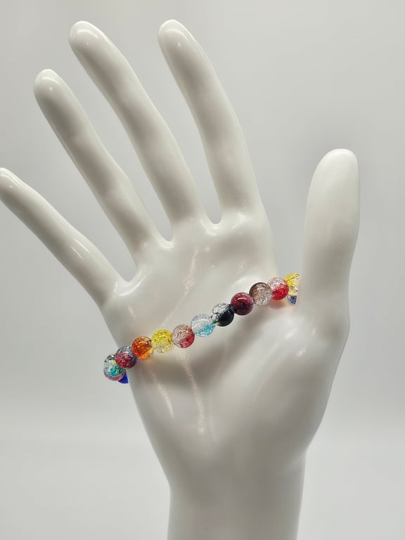 Colorful Glass Bead Stretch Bracelet — photo 1
