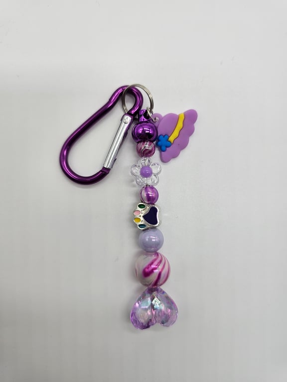 Purple and Pink Beaded Keychain — photo 2