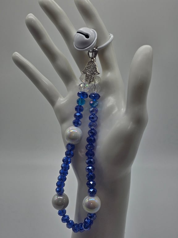 Sky Blue and Pearl Phone Wristlet