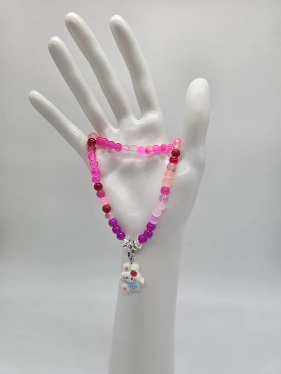 Pastel Rainbow Bunny Necklace