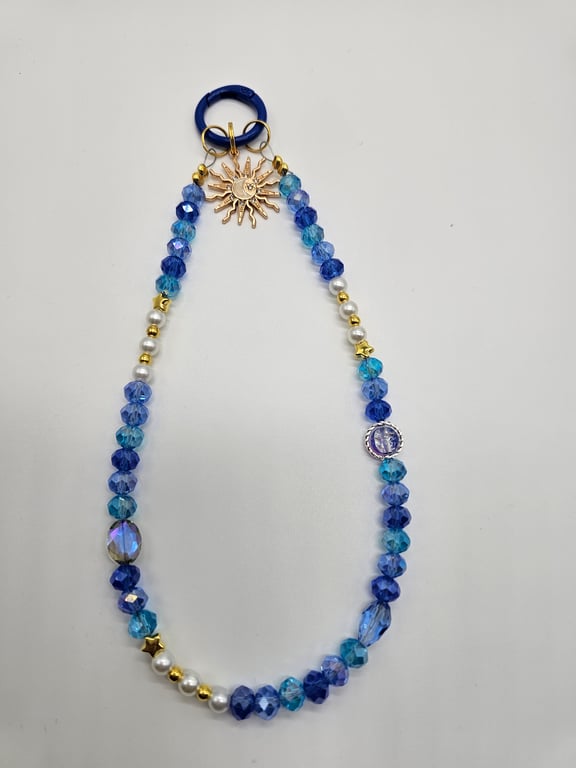 Sky Blue and Gold Phone Wristlet — photo 2
