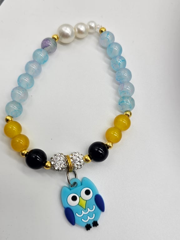 Black, Blue and Yellow Beaded Bracelet — photo 2
