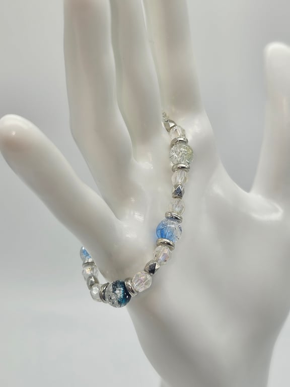 Sky Blue and Silver Stretch Bracelet — photo 1