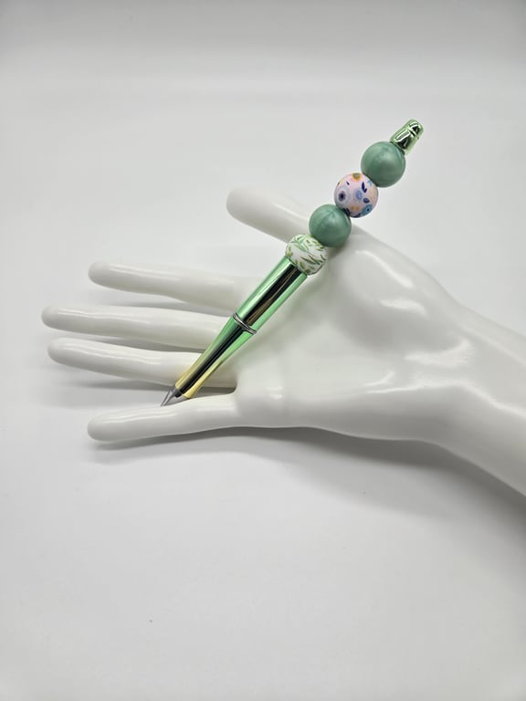 Metallic Green Beaded Pen