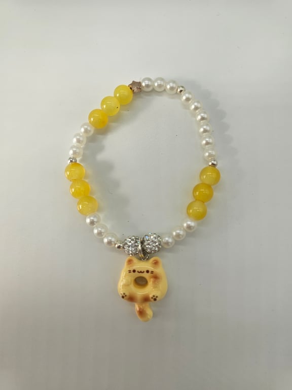 Sunshine Yellow and White Pearl Bracelet — photo 2