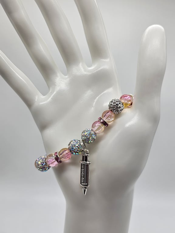 Pink and Silver Stretch Bracelet