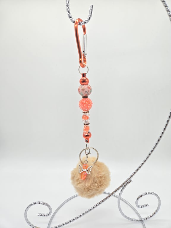 Coral Butterfly Bag Charm