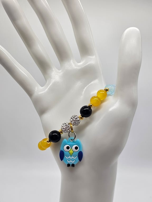 Black, Blue and Yellow Beaded Bracelet