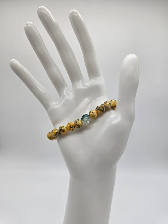 Golden Yellow Beaded Stretch Bracelet