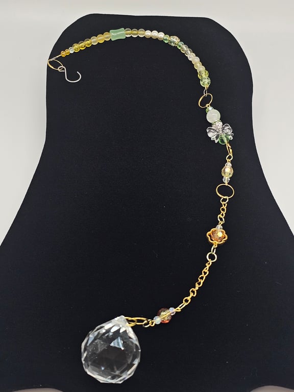 Soft Yellow and Green Beaded Sun Catcher