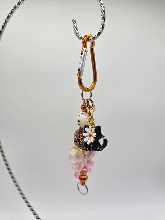 Black Cat Beaded Keychain