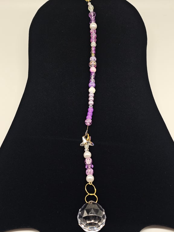 Purple and Pearl Beaded Sun Catcher