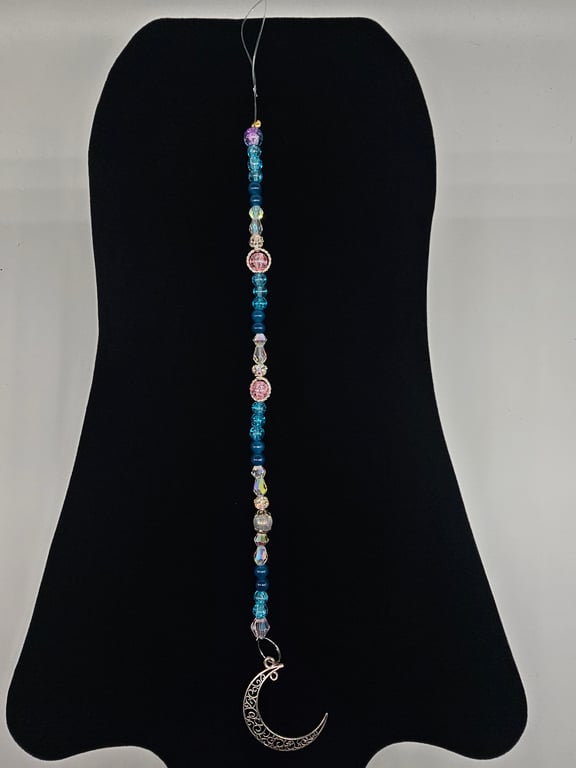 Sky Blue and Silver Moon Suncatcher