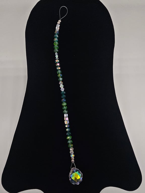 Green Crystal Beaded Suncatcher