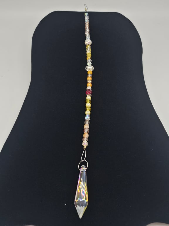 Sunlit Yellow and Clear Beaded Suncatcher