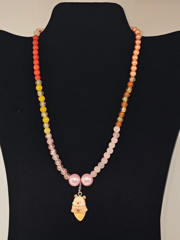Pastel Rainbow Bear Ice Cream Necklace