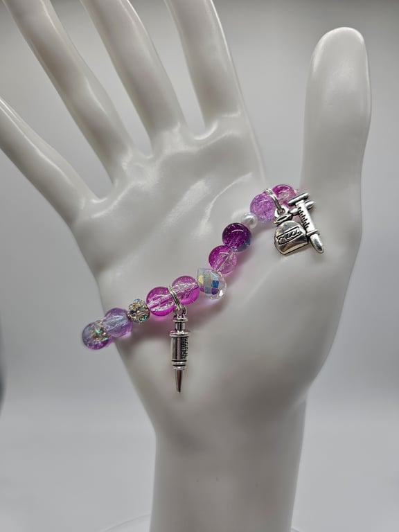 Purple and Silver Charm Bracelet