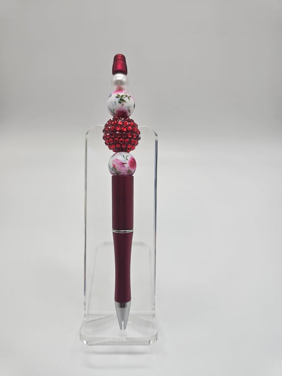 Red & Pink Floral Ballpoint Pen
