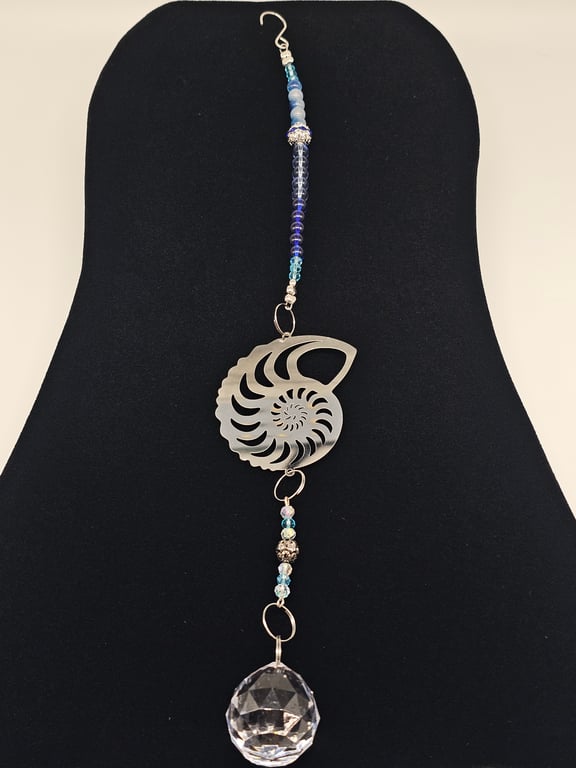 Blue and Silver Nautilus Suncatcher