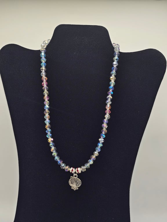Holographic Rainbow Pomeganate Charm Necklace
