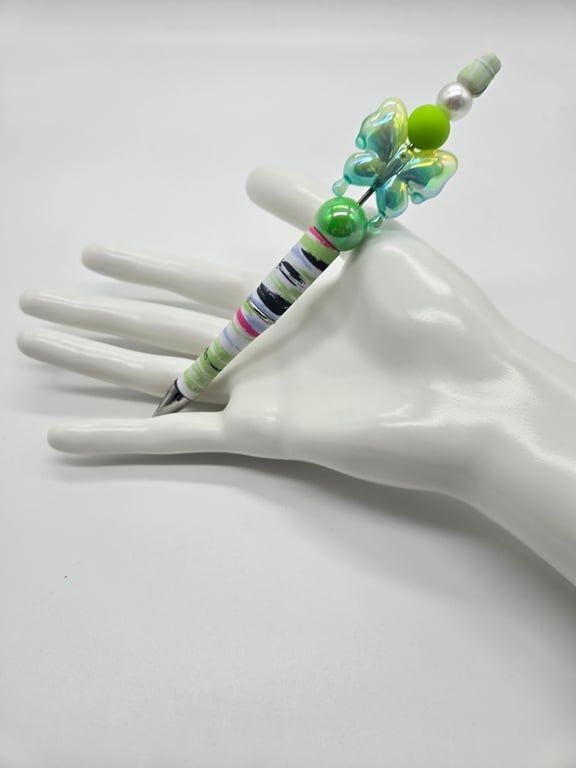 Green and Silver Beaded Pen