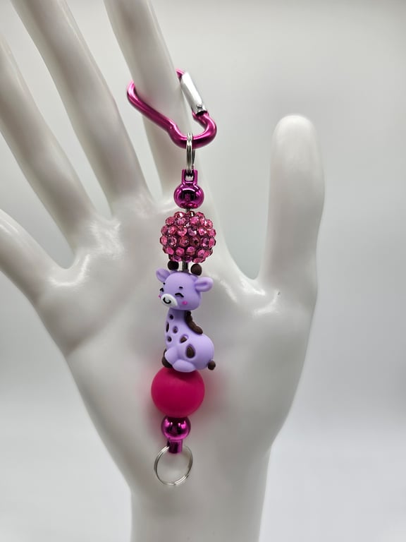 Pink and Purple Giraffe Keychain