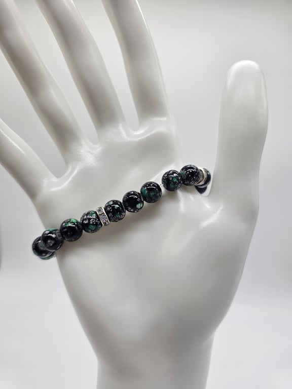 Dark Green and Black Beaded Bracelet