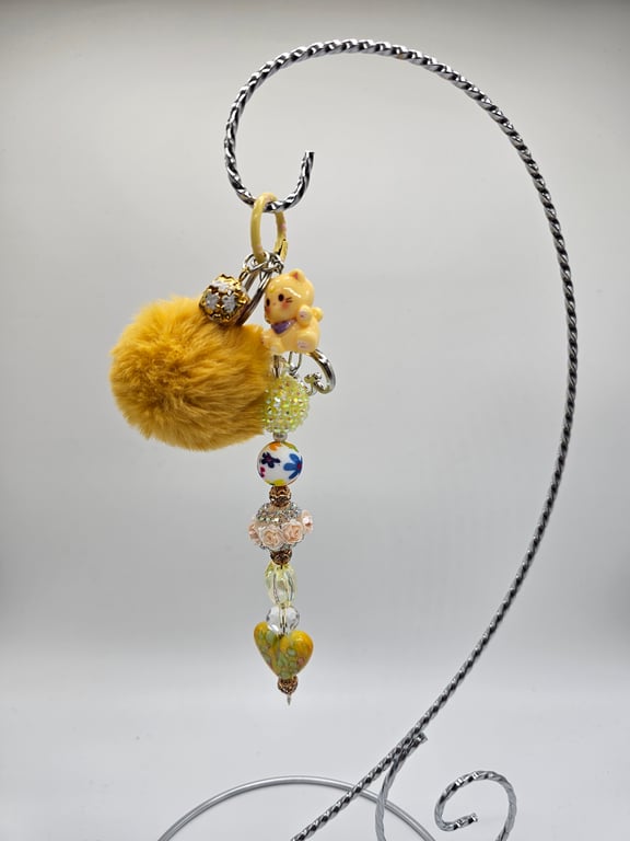 Sunshine Yellow Pom-Pom Keychain