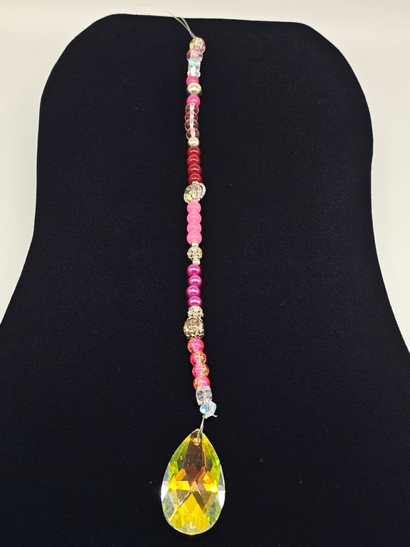 Yellow Teardrop Beaded Suncatcher