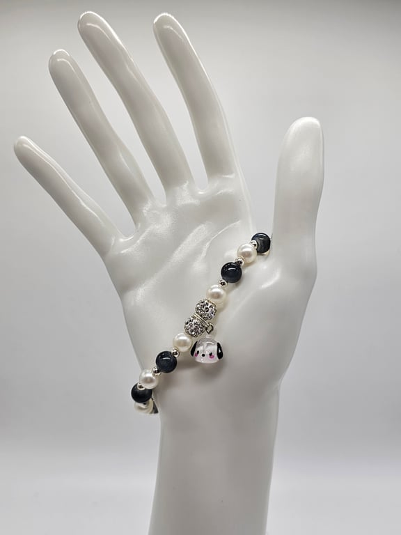 Black and White Dog Charm Bracelet