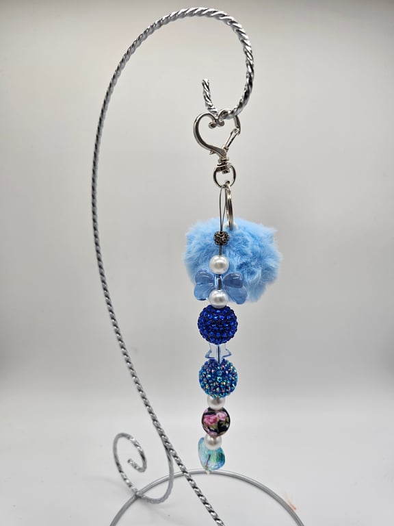 Sky Blue Pom-Pom Keychain