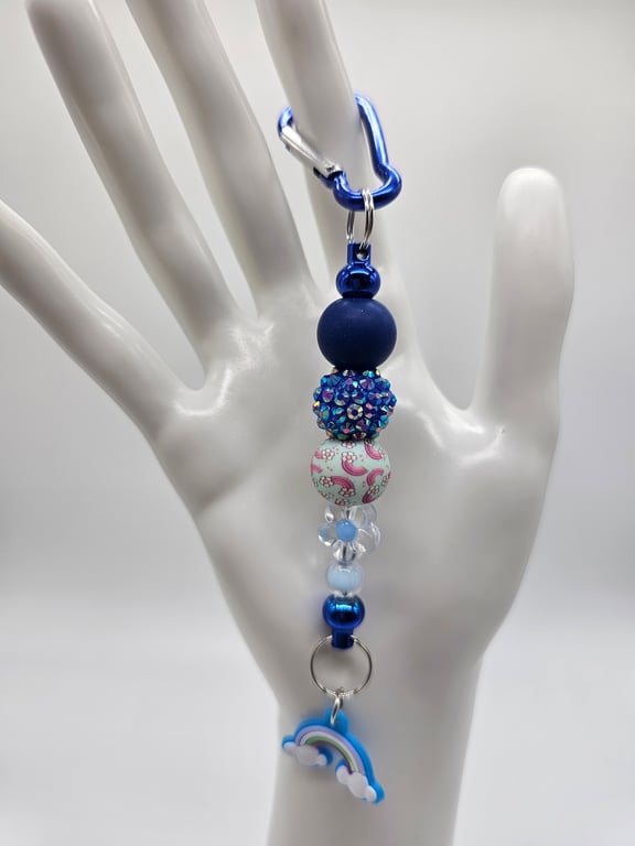 Sky Blue Keychain with Rainbow Charm
