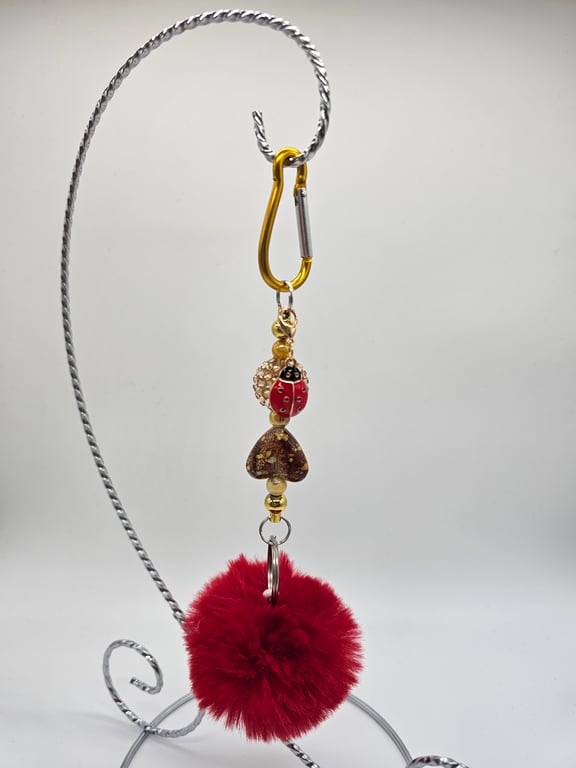 Red Ladybug Pom-Pom Keychain