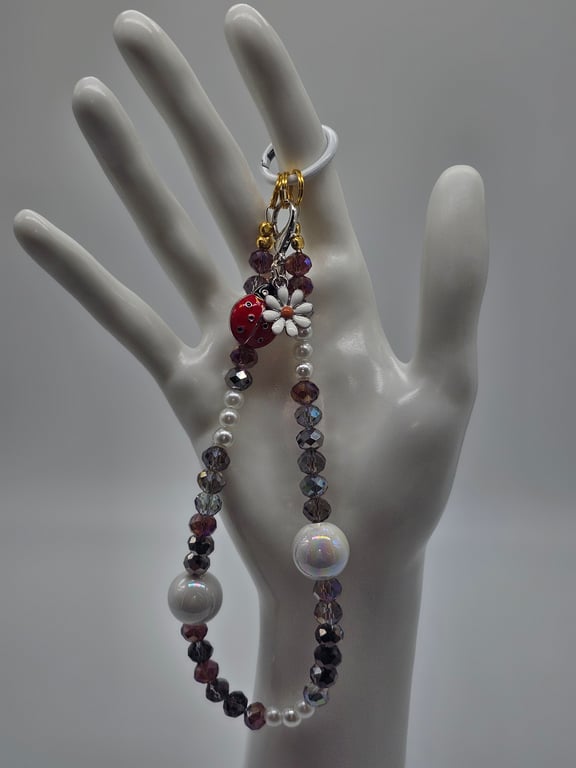 Beaded Keychain with Pearl Accents