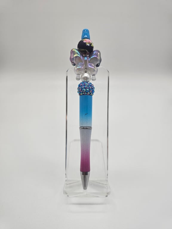 Sky Blue and Pink Butterfly Ballpoint Pen