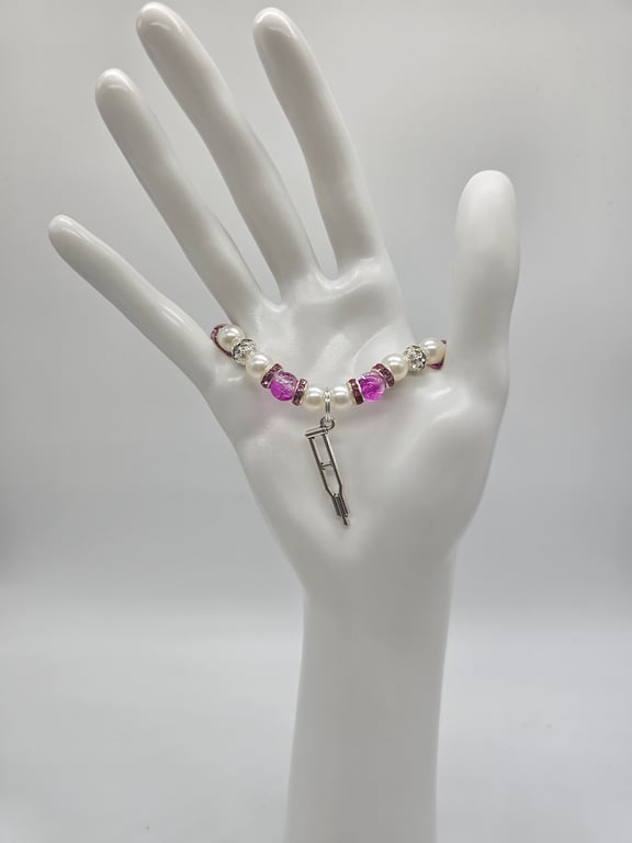 Pink and Silver Beaded Bracelet