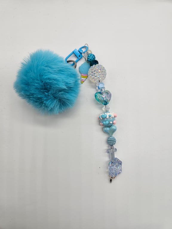 Sky Blue Pom-Pom Keychain — photo 2