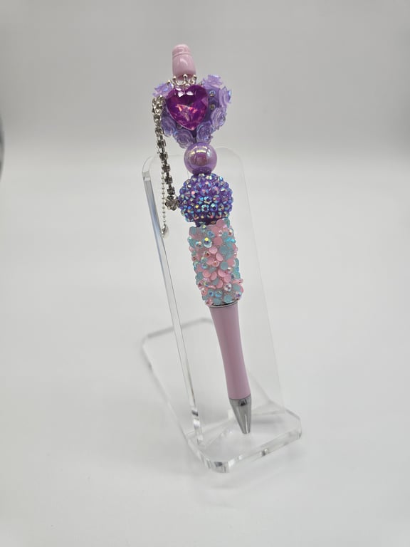 Purple and Pink Heat and Dimonds Ballpoint Pen